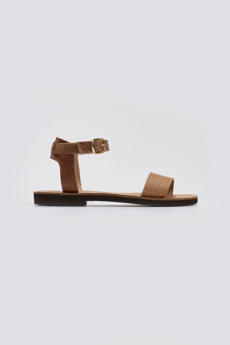 Σανδάλια δερμάτινα με print Estil - Τάουπε - thefashionproject.gr - Estil