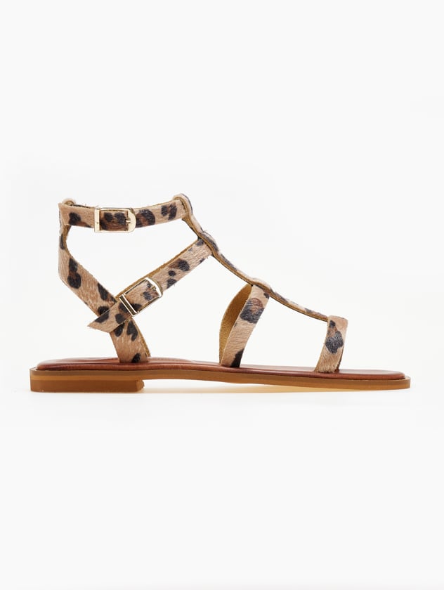 Σανδάλια δερμάτινα με print Iris Sandals - Leopard - thefashionproject.gr - IRIS