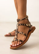 Σανδάλια δερμάτινα με print Iris Sandals - Leopard - thefashionproject.gr - IRIS