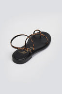 Σανδάλια δερμάτινα με print Iris Sandals - Μαύρο - thefashionproject.gr - IRIS