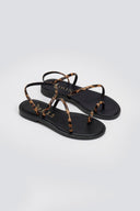 Σανδάλια δερμάτινα με print Iris Sandals - Μαύρο - thefashionproject.gr - IRIS