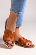 Σανδάλια δερμάτινα με print στη φάσα Estil - Ταμπά - thefashionproject.gr - Estil