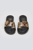 Σανδάλια δερμάτινα με print Tfp - Κίτρινο - thefashionproject.gr - TFP