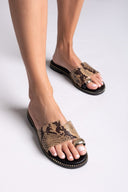 Σανδάλια δερμάτινα με print Tfp - Κίτρινο - thefashionproject.gr - TFP