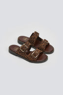 Σανδάλια δερμάτινα με print Tfp - Leopard - thefashionproject.gr - TFP