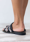 Σανδάλια δερμάτινα με print TFP - Μαύρο - thefashionproject.gr - TFP