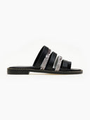Σανδάλια δερμάτινα με print TFP - Μαύρο - thefashionproject.gr - TFP