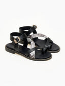 Σανδάλια δερμάτινα με print TFP - Μαύρο - thefashionproject.gr - TFP