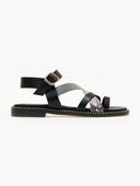 Σανδάλια δερμάτινα με print TFP - Μαύρο - thefashionproject.gr - TFP
