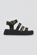 Σανδάλια δερμάτινα με print Tfp - Μαύρο - thefashionproject.gr - TFP