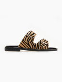 Σανδάλια δερμάτινα με print TFP - Μαύρο/Μπεζ - thefashionproject.gr - TFP