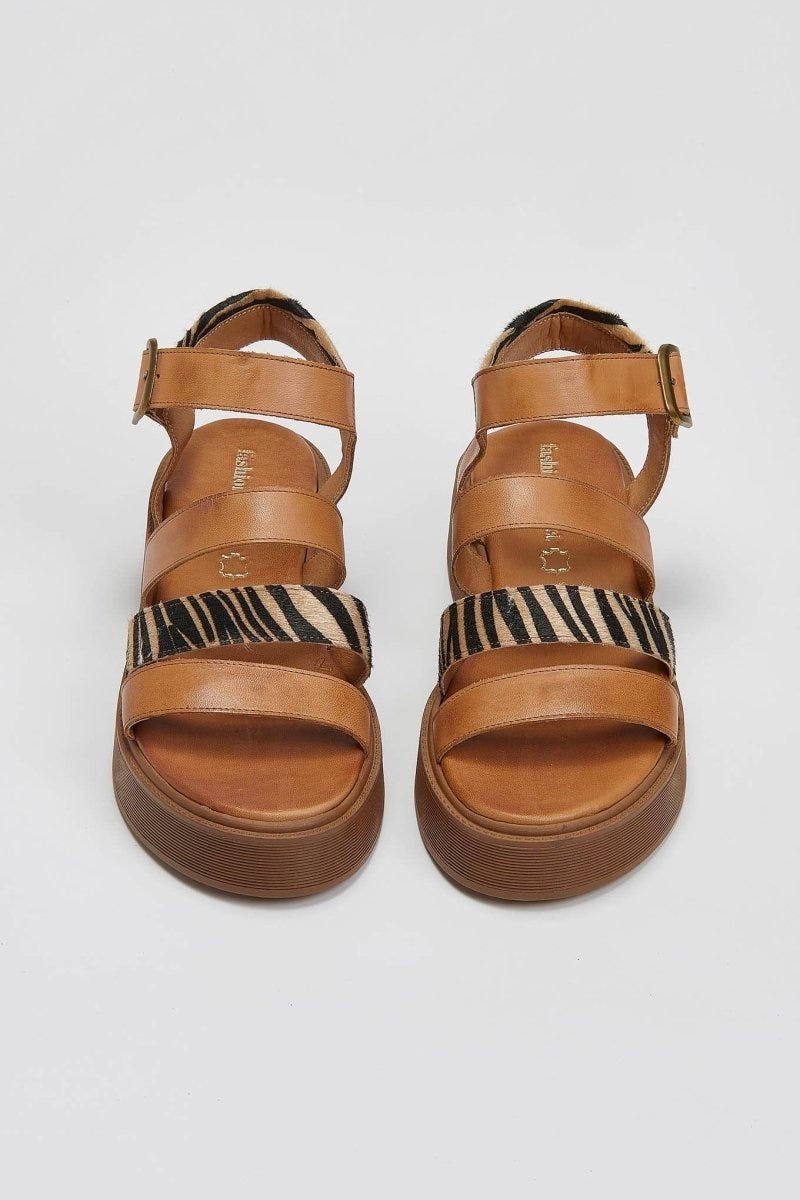 Σανδάλια δερμάτινα με print Tfp - Ταμπά - thefashionproject.gr - TFP