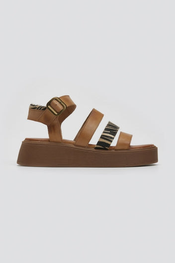 Σανδάλια δερμάτινα με print Tfp - Ταμπά - thefashionproject.gr - TFP