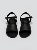 Σανδάλια δερμάτινα με ψάθα Estil - Μαύρο - thefashionproject.gr - Estil
