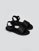Σανδάλια δερμάτινα με ψάθα Estil - Μαύρο - thefashionproject.gr - Estil