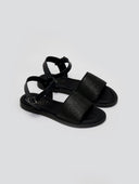 Σανδάλια δερμάτινα με ψάθα Estil - Μαύρο - thefashionproject.gr - Estil