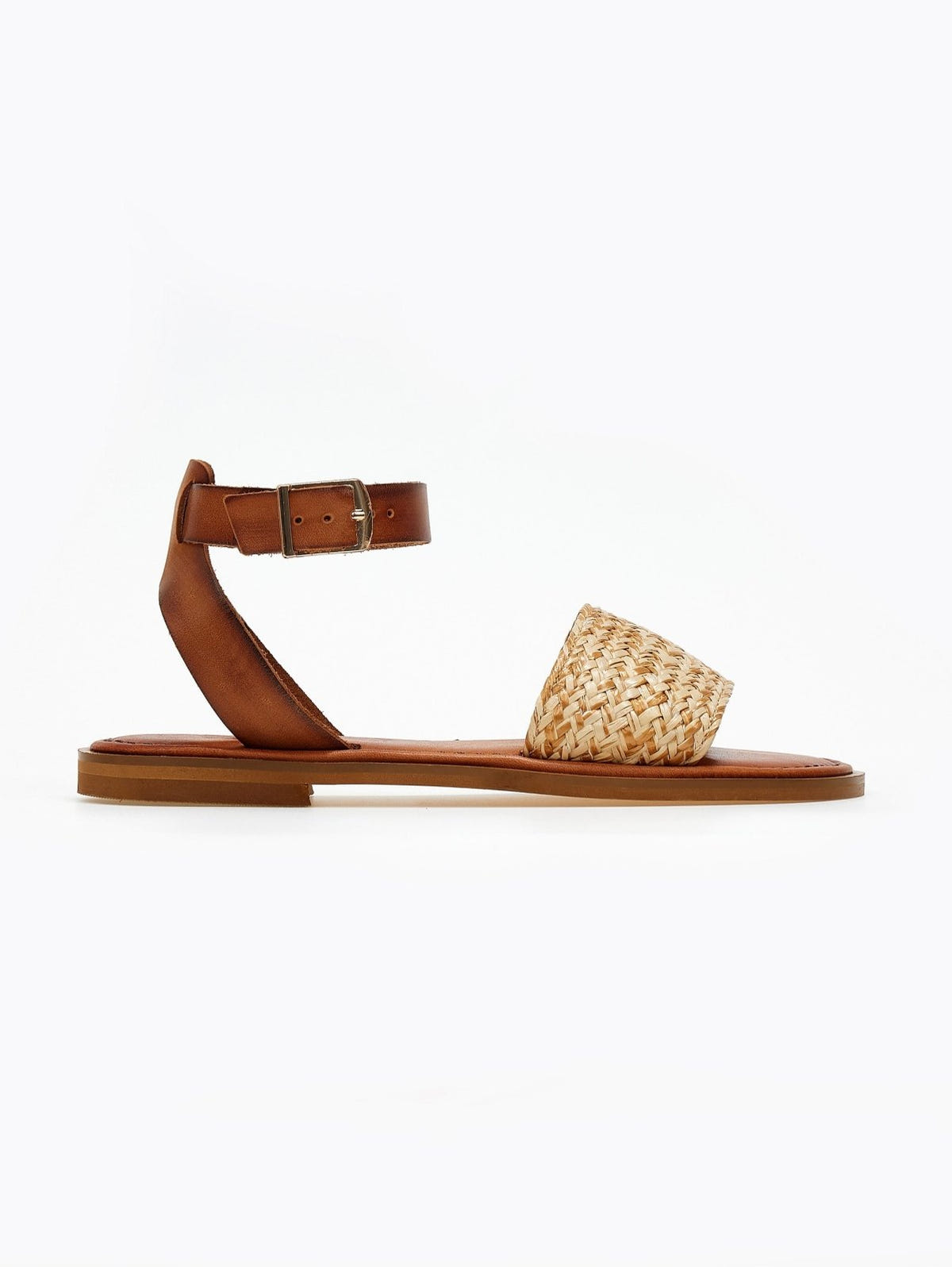 Σανδάλια δερμάτινα με ψάθα Iris Sandals - Φυσικό - thefashionproject.gr - IRIS