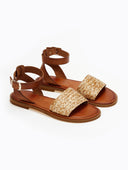 Σανδάλια δερμάτινα με ψάθα Iris Sandals - Φυσικό - thefashionproject.gr - IRIS
