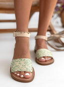 Σανδάλια δερμάτινα με ψάθα Iris Sandals - Μέντα - thefashionproject.gr - IRIS