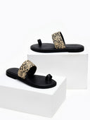 Σανδάλια δερμάτινα με ψάθινη φάσα Iris Sandals - Μαύρο - thefashionproject.gr - IRIS