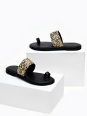 Σανδάλια δερμάτινα με ψάθινη φάσα Iris Sandals - Μαύρο - thefashionproject.gr - IRIS