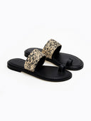 Σανδάλια δερμάτινα με ψάθινη φάσα Iris Sandals - Μαύρο - thefashionproject.gr - IRIS