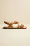 Leather Sandals Crossover - Tan