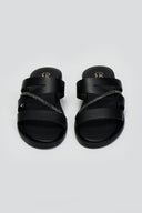 Σανδάλια δερμάτινα με στρας Estil - Μαύρο - thefashionproject.gr - Estil