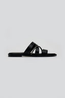Σανδάλια δερμάτινα με στρας Estil - Μαύρο - thefashionproject.gr - Estil