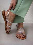 Σανδάλια δερμάτινα με στρας Iris Sandals - Ασημί - thefashionproject.gr - IRIS