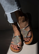 Σανδάλια δερμάτινα με στρας Iris Sandals - Ασημί - thefashionproject.gr - IRIS