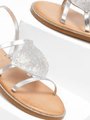 Σανδάλια δερμάτινα με στρας Iris Sandals - Ασημί - thefashionproject.gr - IRIS