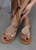 Σανδάλια δερμάτινα με στρας Iris Sandals - Χαλκός - thefashionproject.gr - IRIS