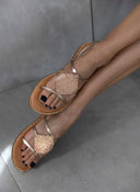 Σανδάλια δερμάτινα με στρας Iris Sandals - Χαλκός - thefashionproject.gr - IRIS