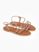 Σανδάλια δερμάτινα με στρας και κόμπο estil