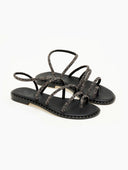 Σανδάλια δερμάτινα με στρας λουράκια Iris Sandals - Μαύρο - thefashionproject.gr - IRIS