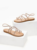 Σανδάλια δερμάτινα με στρας λουράκια Iris Sandals - Χαλκός - thefashionproject.gr - IRIS