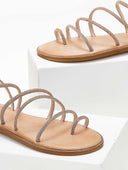 Σανδάλια δερμάτινα με στρας λουράκια Iris Sandals - Χαλκός - thefashionproject.gr - IRIS