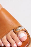 Σανδάλια δερμάτινα με στρας Tfp - Ταμπά - thefashionproject.gr - TFP