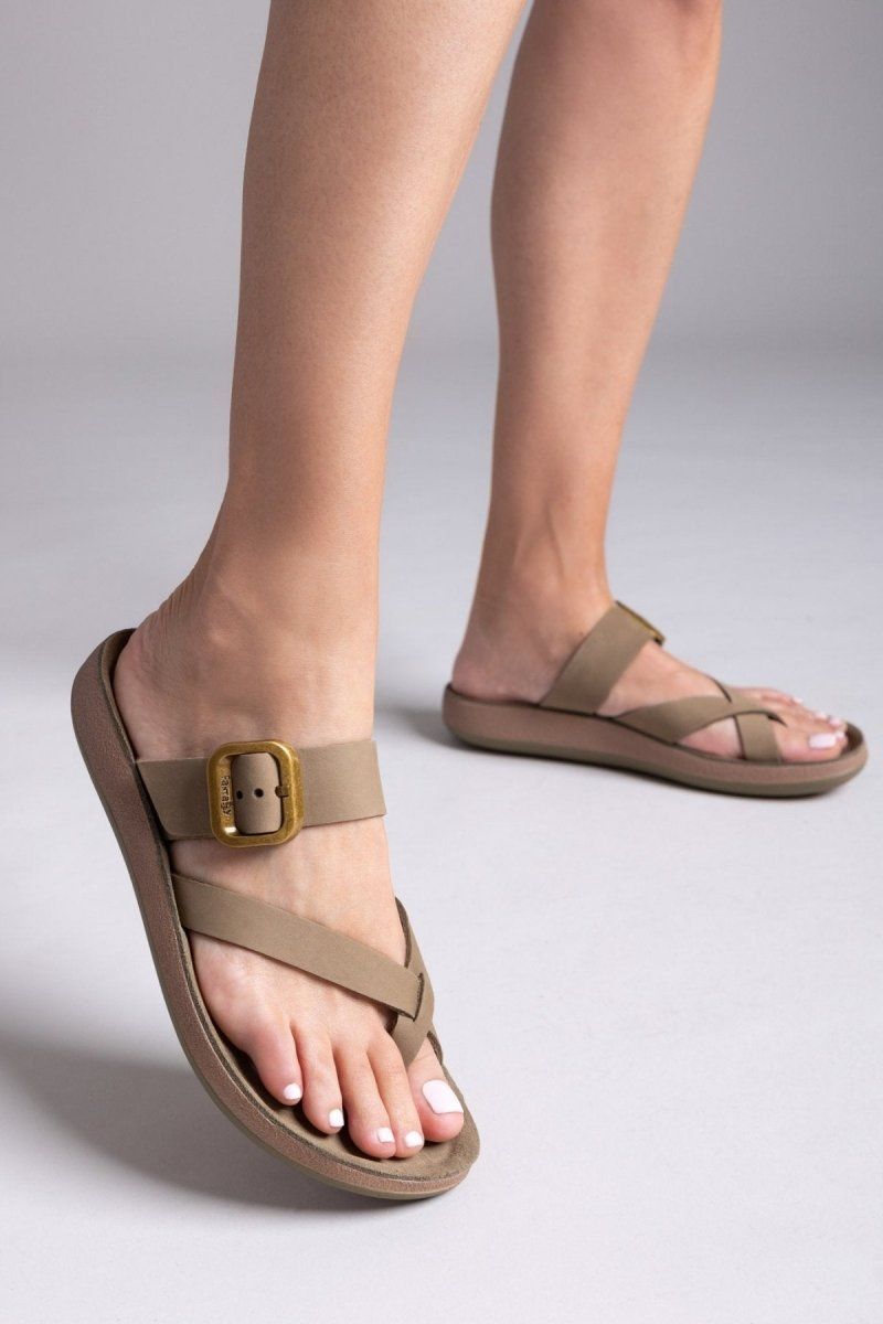 Σανδάλια δερμάτινα με τοκ CONSTANTIA FANTASY SANDALS - Χακί - thefashionproject.gr - FANTASY SANDALS