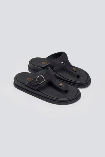 Σανδάλια δερμάτινα με τοκά Estil - Μαύρο - thefashionproject.gr - Estil