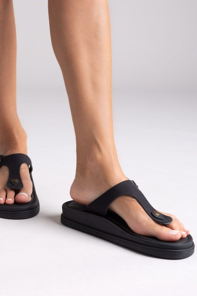 Σανδάλια δερμάτινα με τοκά Estil - Μαύρο - thefashionproject.gr - Estil