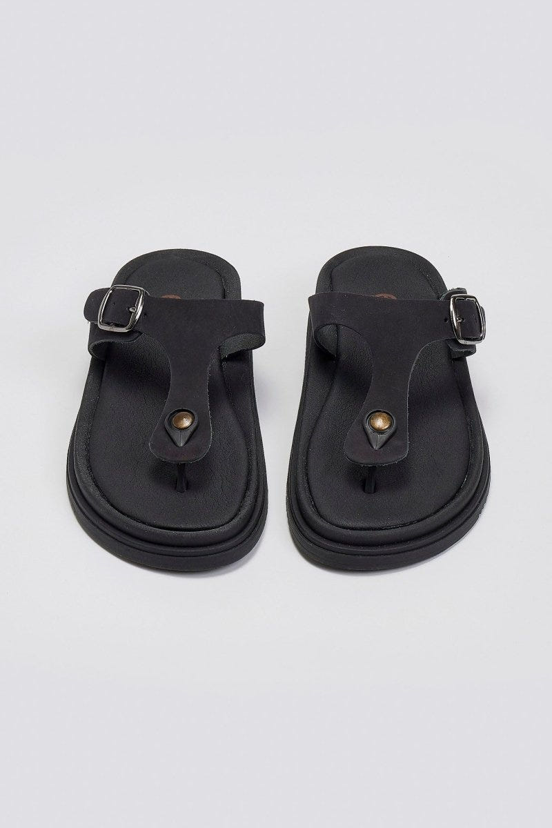Σανδάλια δερμάτινα με τοκά Estil - Μαύρο - thefashionproject.gr - Estil