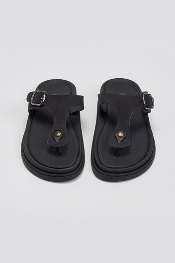 Σανδάλια δερμάτινα με τοκά Estil - Μαύρο - thefashionproject.gr - Estil