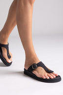 Σανδάλια δερμάτινα με τοκά Estil - Μαύρο - thefashionproject.gr - Estil