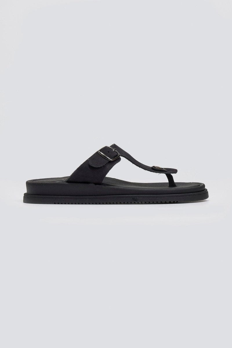Σανδάλια δερμάτινα με τοκά Estil - Μαύρο - thefashionproject.gr - Estil
