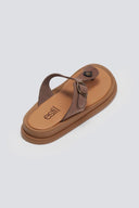 Σανδάλια δερμάτινα με τοκά Estil - Τάουπε - thefashionproject.gr - Estil