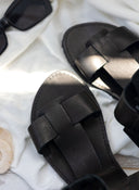 Σανδάλια δερμάτινα με τοκά tfp - Μαύρο - thefashionproject.gr - TFP