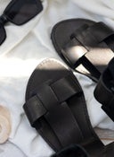 Σανδάλια δερμάτινα με τοκά tfp - Μαύρο - thefashionproject.gr - TFP