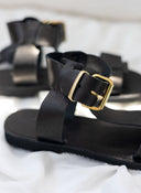 Σανδάλια δερμάτινα με τοκά tfp - Μαύρο - thefashionproject.gr - TFP